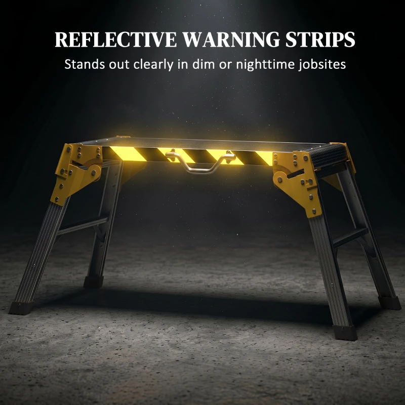 HOMCOM Work Bench, Foldable Aluminium Alloy Tool Stand with Handle, Non Slip, 150 kg, 110 x 32 x 50 cm