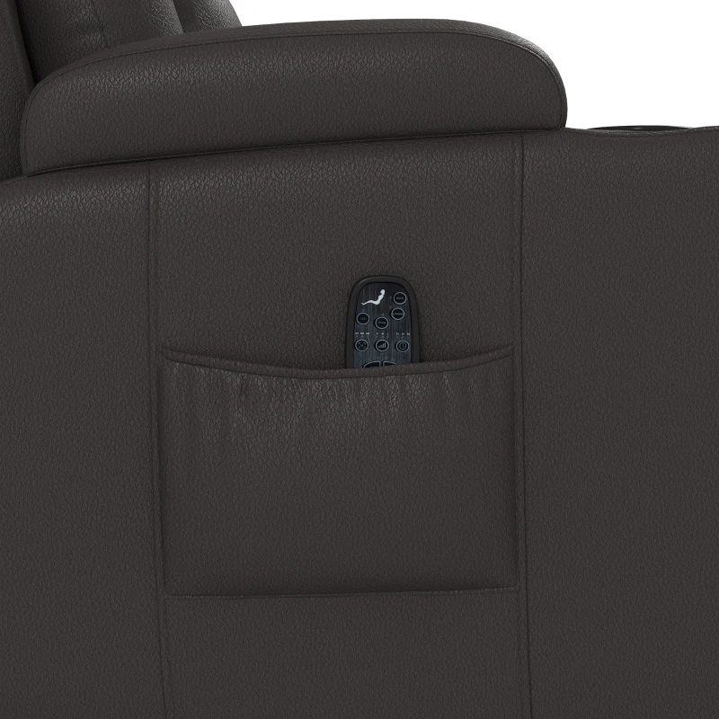 HOMCOM PU Leather Recliner Chair, Recliner Armchair with Extended Footrest, Cup Holders and Side Pockets, Dark Brown
