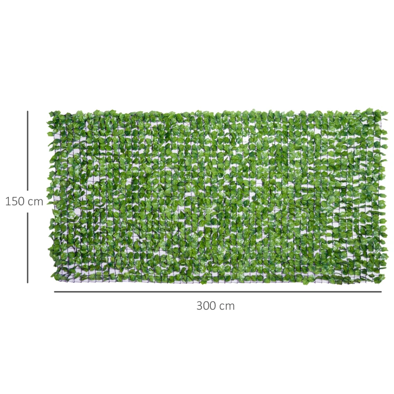 Outsunny Rotolo di Siepe Artificiale per Balcone e Giardino in PE Verde 300x150cm