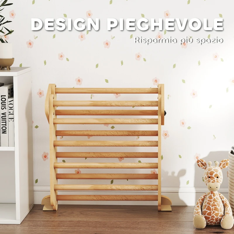 AIYAPLAY Gioco per Bambini 5 in 1 con Triangolo, Parete Liscia e Arco, in Legno di Pioppo e Pino, 188x70x59 cm