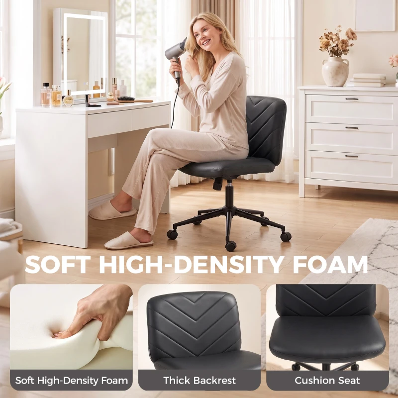 HOMCOM Home Office Desk Chair Height Adjustable Swivel Chair Cross Legged Wide Seat Swivel Wheels Black