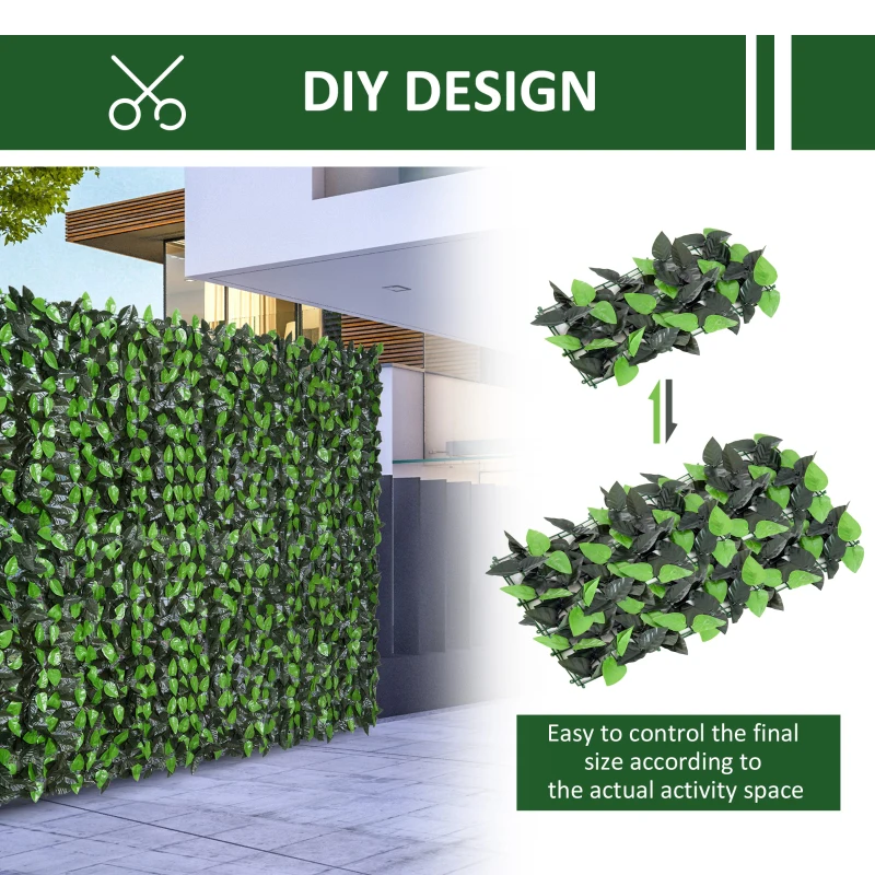 Outsunny Artificial Leaf Hedge Screen Privacy Fence Panel for Garden Outdoor Indoor, 3x1 m, Light Green and Dark Green