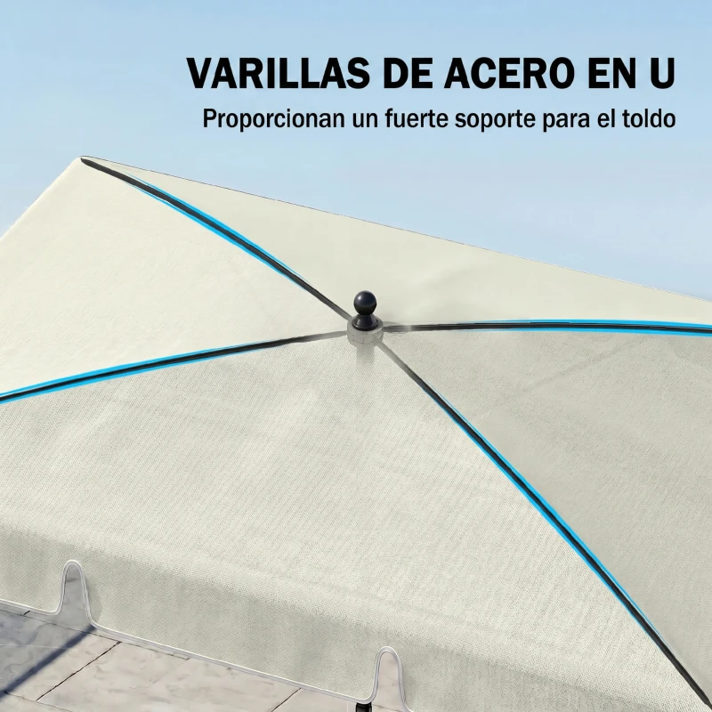 Outsunny Sombrilla de Terraza de Aluminio 2x1,3x2,5 m Parasol de Jardín Rectangular con Función de Inclinación Beige