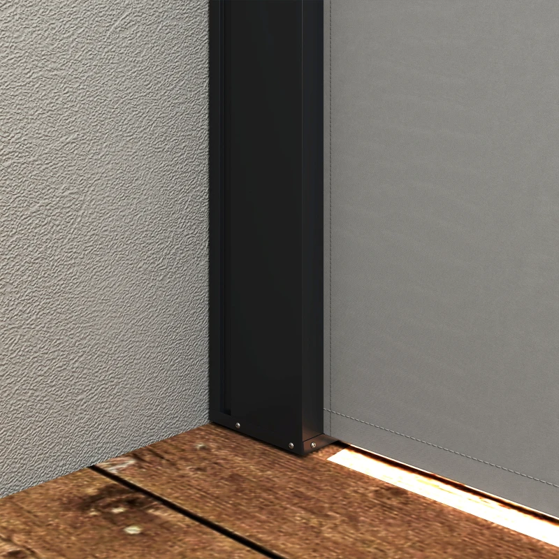Outsunny Copertină Laterală Retractabilă 400x160 cm cu Mâner, din Metal, Aluminiu și Poliester, Gri Deschis