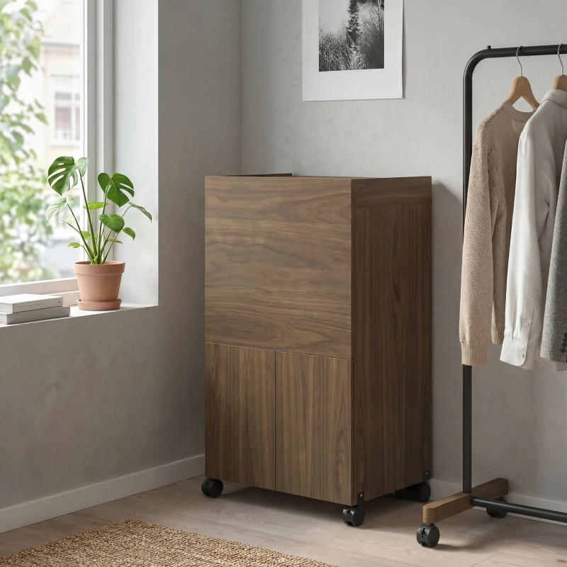 HOMCOM Mobile Asse da Stiro Pieghevole con Porta Ferro e Indumenti con Vano Aperto,154x55x87 cm, Marrone
