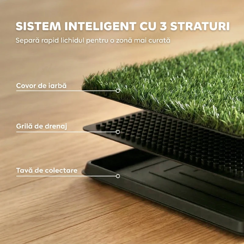 PawHut Covoraș din Iarbă pentru Câini cu Tavă, 76 x 50,5 cm, Verde