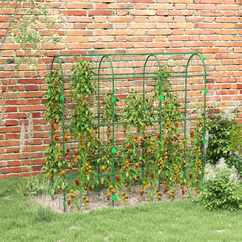 Outsunny 183 cm Tall Metal Garden Trellis, Arch Trellis for Climbing Plants Outdoor with Climbing Net