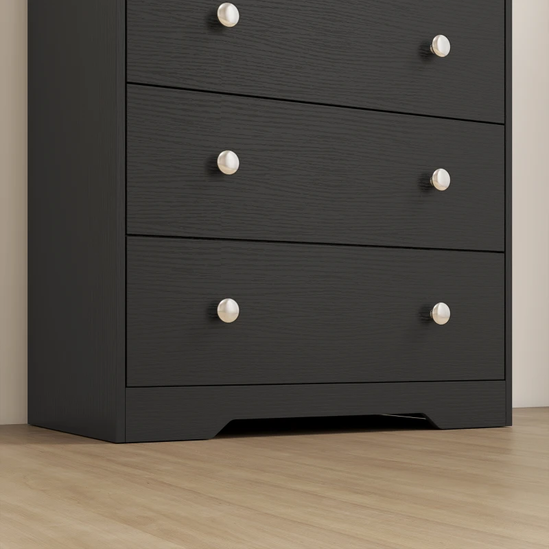 HOMCOM 4 Drawer Chest of Drawers, Modern Dresser for Bedroom, Storage Cabinet for Living Room Entryway, Black Wood Effect