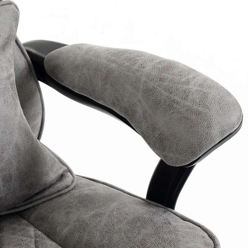 HOMCOM Executive Office Chair, Leathaire Big and Tall Office Chair 180 kg with Wide Seat, Reclining, Lumbar Support, Grey