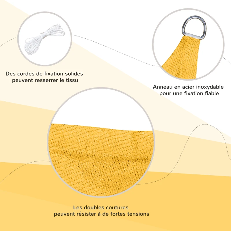 Outsunny Voile d'ombrage Toile Solaire rectangulaire 6L x 4l m HDPE Jaune