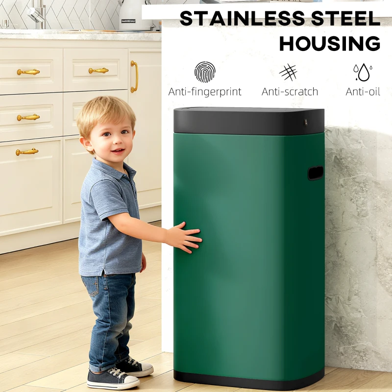 HOMCOM 50L Sensor Bin, Automatic Kitchen Bin, Manual Override, Battery Operated, Inner-Bucket-Free, for Kitchen, Bedroom