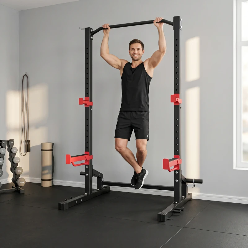 SPORTNOW Rack Squat 500 kg con Barra Trazioni e Supporto Bilanciere Regolabile