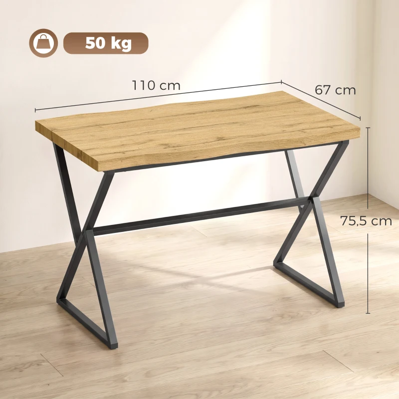 HOMCOM Mesa de Comedor para 2 Personas, Mesa de Cocina, Estilo Moderno con Tablero Grueso, 110 x 67 x 75,5 cm, Negro y Roble