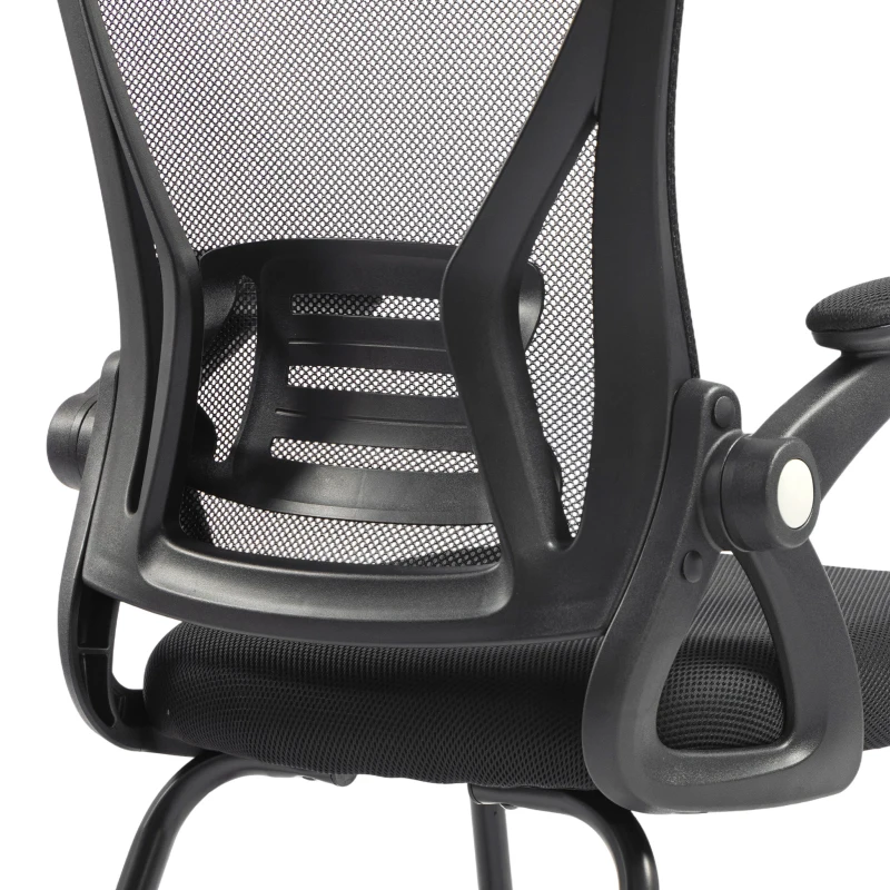 HOMCOM Office Chair, Ergonomic Desk Chair No Wheels with Mesh Backrest and Steel Legs for Home Conference Room, Black