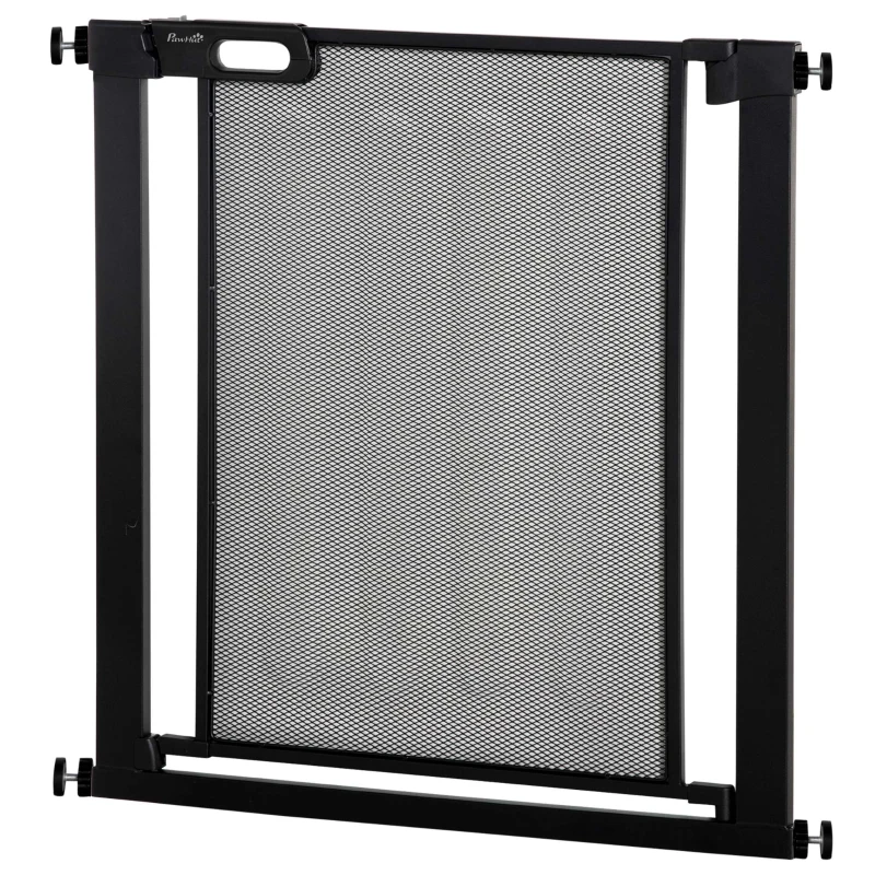PawHut Dog Safety Gate, for Hallways, Staircases, Doors w/ Automatic Closing Door - Black