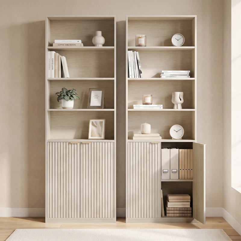 HOMCOM Bookcase Adjustable Shelf Bookshelf Anti-Tip Hardware 6-Tier, Oak Wood Effect