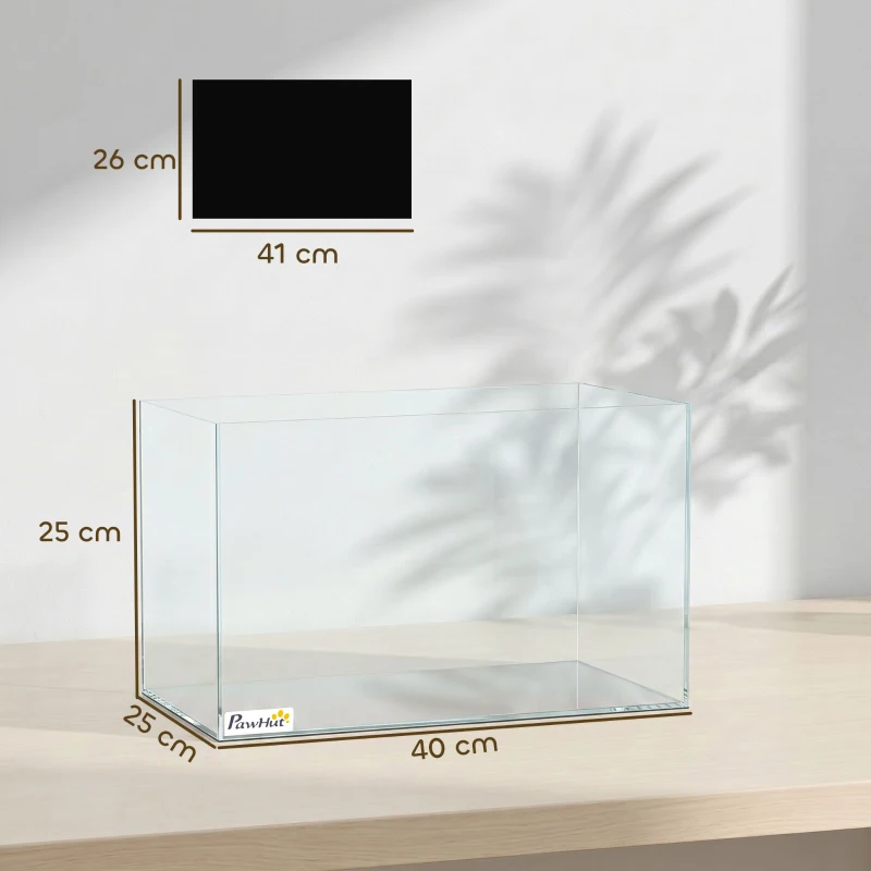 PawHut Fish Tank Bare Glass for DIY Glass Aquarium with Protective Base Mat 24L Transparent for Fish Shrimps