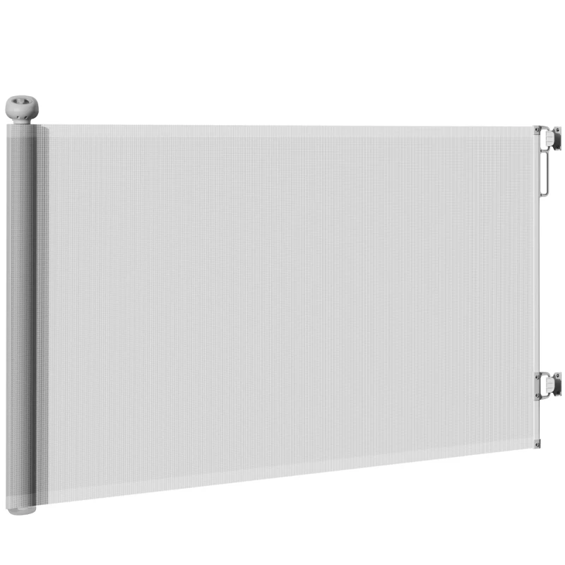 PawHut Barrera para Perros Retráctil 0-140 cm Barrera de Seguridad con Interruptor de Cierr para Puertas y Escaleras Gris