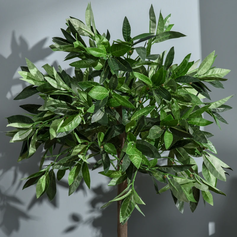Outsunny Set di 2 Alberi di Alloro in Vaso Artificiali Altezza 90cm per Interni ed Esterni