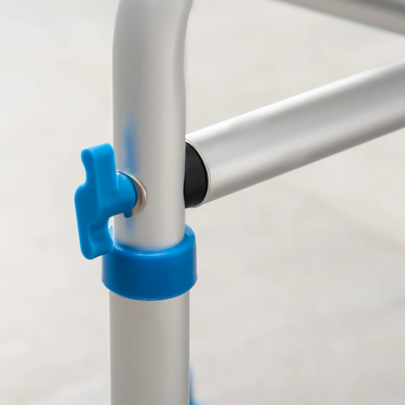 HOMCOM Tabouret de douche chaise de douche - assise rembourré et réglable, patins à ventouses antidérapants, en aluminium bleu