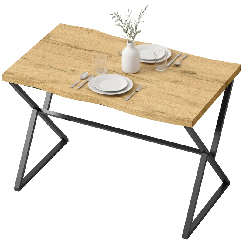 HOMCOM Mesa de Comedor para 2 Personas, Mesa de Cocina, Estilo Moderno con Tablero Grueso, 110 x 67 x 75,5 cm, Negro y Roble