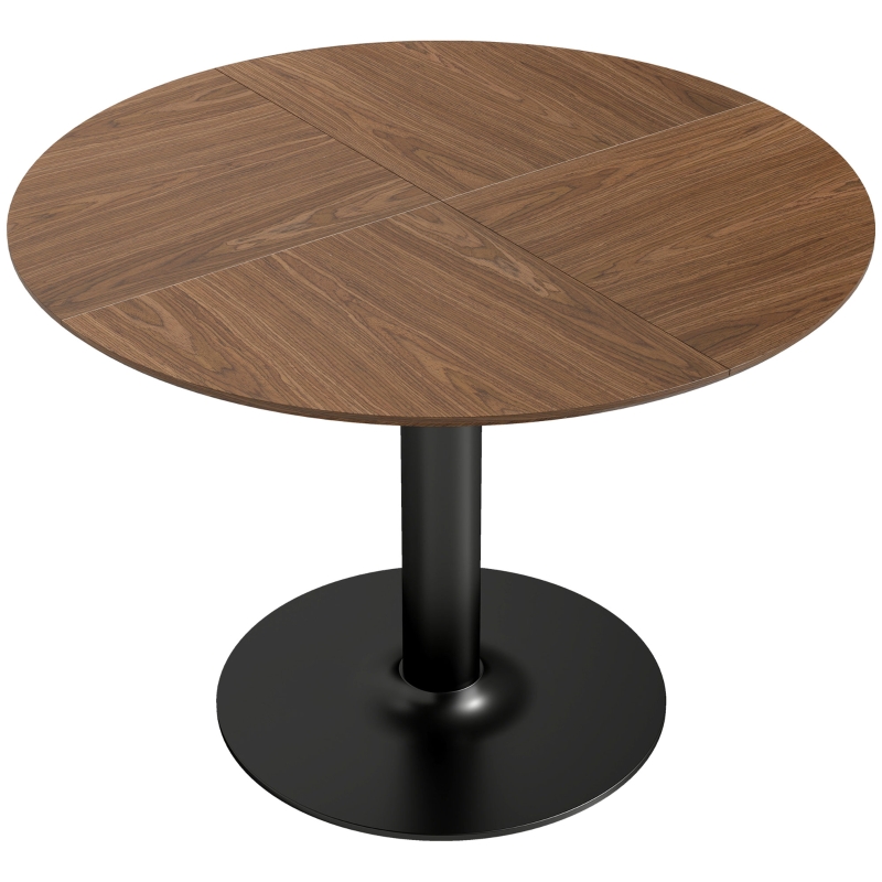 HOMCOM Table à manger ronde pour 4-6 personnes, table de cuisine avec large plateau et base en acier, Ø 110 x 78 cm, marron