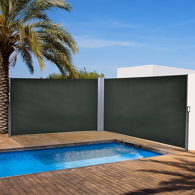 Outsunny Double Store latéral Brise-Vue paravent rétractable dim. 6L x 1,60H m Polyester Anti-UV Gris
