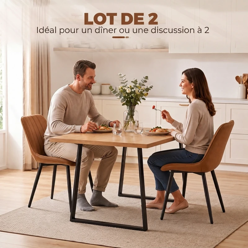 HOMCOM Lot de 2 Chaises de Salle à Manger Modernes, Dossier et Assise Incurvés, en Revêtement Synthétique, 51x61x78cm, Marron