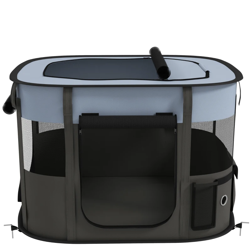 PawHut Foldable Dog Pen with Storage Bag for Indoor/Outdoor Use, Portable Pet playpen, with Ground Stakes - Grey