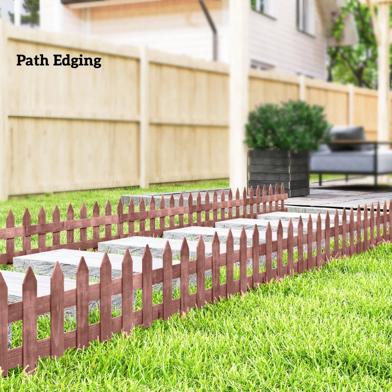 Outsunny Set of 12 Wooden 60cm Garden Fence Pieces