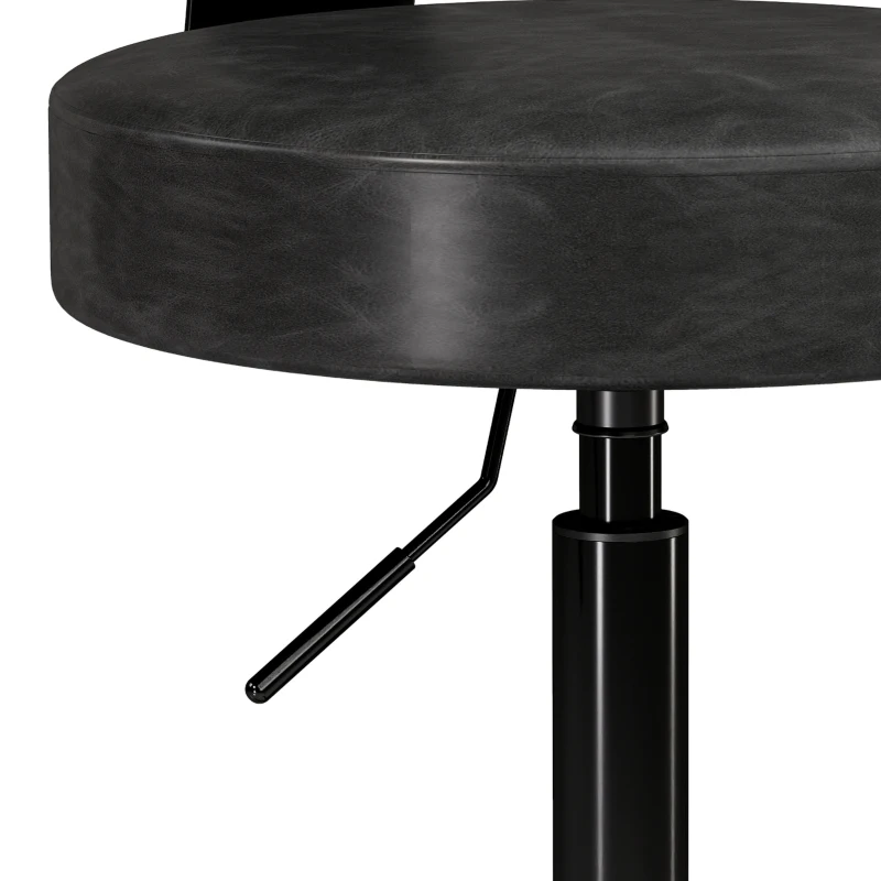 HOMCOM Tabouret à Roulettes, Hauteur Réglable 72-87,5cm, Tabouret de Massage Assise et Dossier Rembourrés, Pivotant 360°, Noir