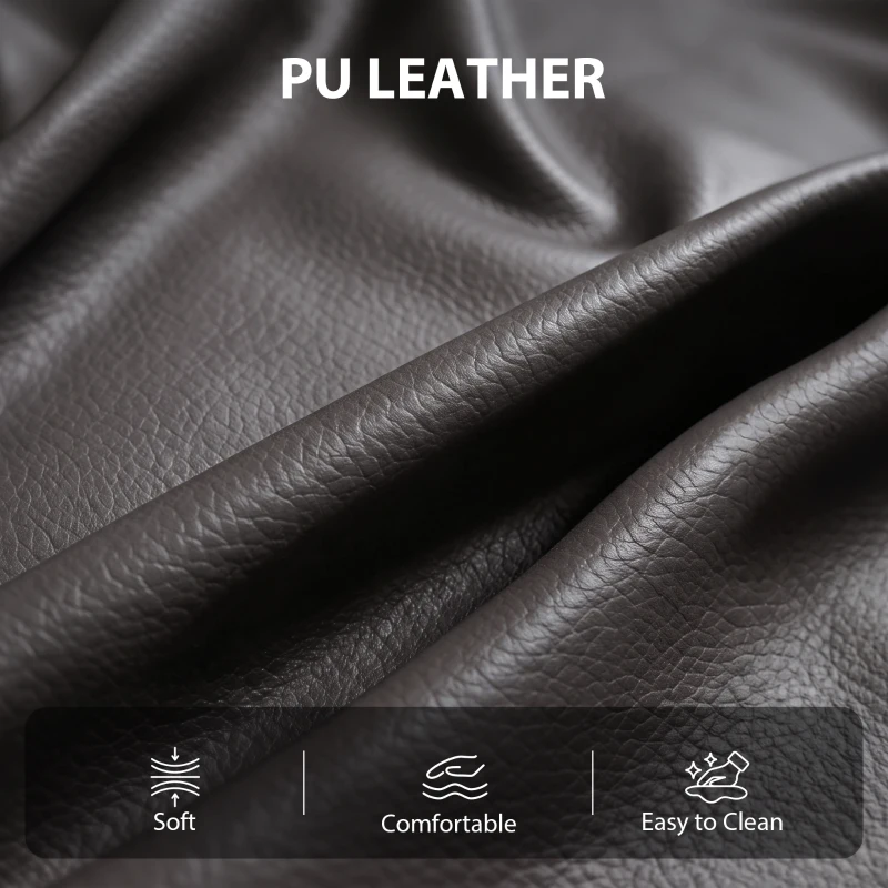 HOMCOM PU Leather Recliner Chair, Recliner Armchair with Extended Footrest, Cup Holders and Side Pockets, Dark Brown