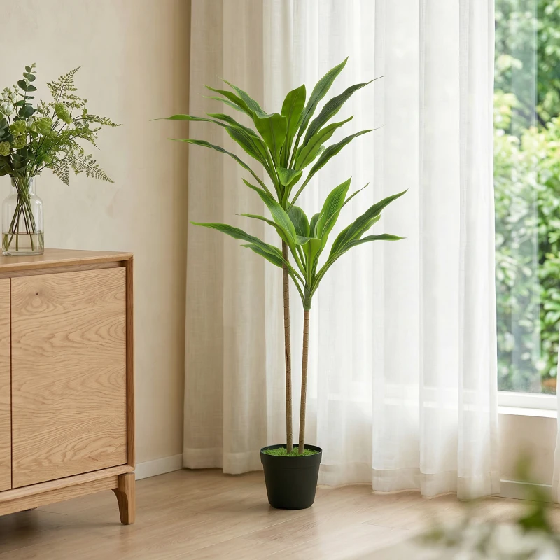 HOMCOM Arbori Decorativi Artificiali Mari pentru Birouri, Intrări, Interior, Plante Decorative False, Verde