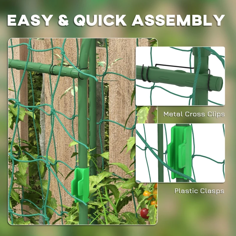 Outsunny 183 cm Tall Metal Garden Trellis, Arch Trellis for Climbing Plants Outdoor with Climbing Net