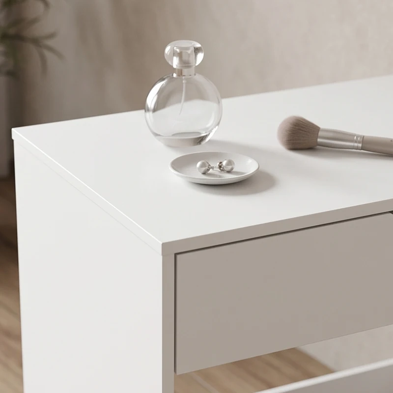 HOMCOM Coiffeuse avec tiroir, table de maquillage moderne moderne, pour chambre à coucher, 75 x 40 x 75 cm, blanc