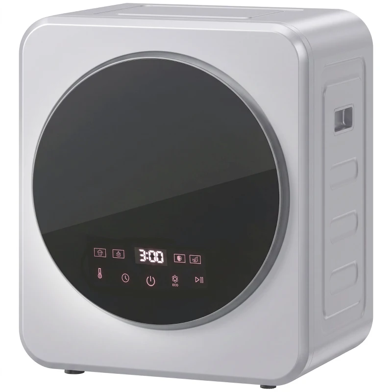 HOMCOM Vented Tumble Dryer, 4 kg Front Tumble Dryer with Stainless Steel Tub, 800W Compact Freestanding, Silver