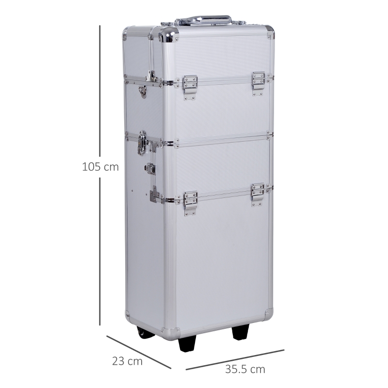 HOMCOM Valigetta Beauty Case in Alluminio, Trucco Professionale Trolley Make up