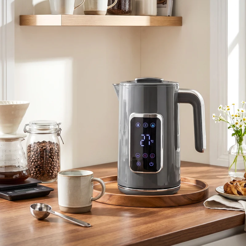 HOMCOM Electric Kettle, 1.7L Fast Boil 3000W Water Kettle with LED Display, Adjustable Temperature, Keep Warm Function, Grey