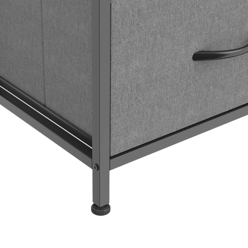 HOMCOM Chest of Drawers, Dresser with 5 Fabric Drawers, Tall Storage Unit with 4 Pockets and 2 Hooks Steel Frame, Charcoal Grey