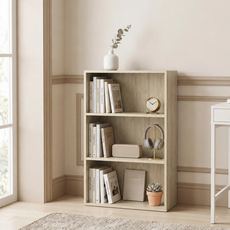 HOMCOM Estante de Armazenamento com 3 Compartimentos e Prateleira Ajustável 60x24x93 cm Madeira Natural