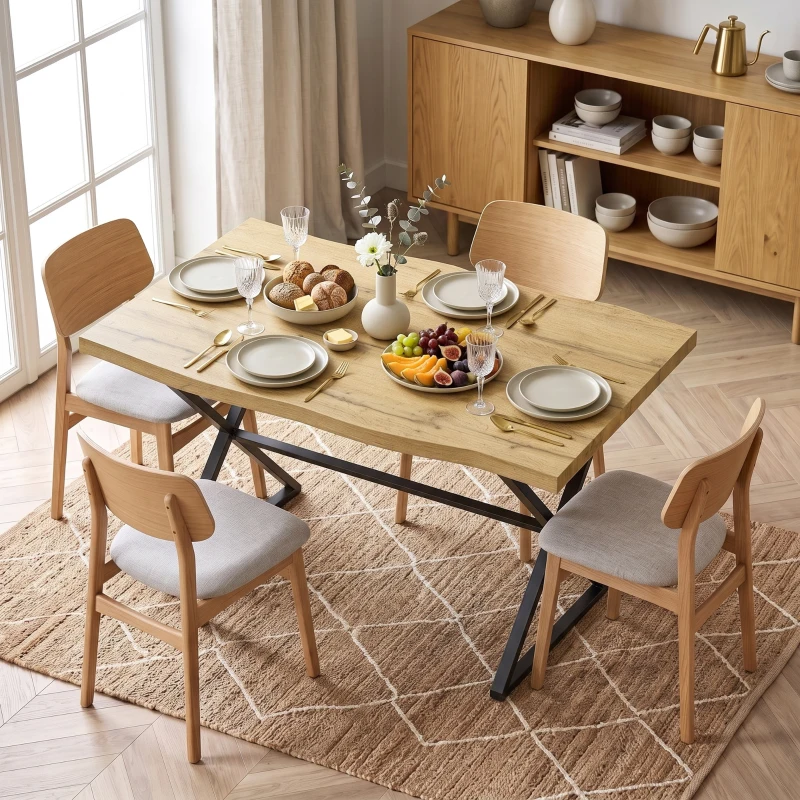 HOMCOM Mesa de Comedor para 2 Personas, Mesa de Cocina, Estilo Moderno con Tablero Grueso, 110 x 67 x 75,5 cm, Negro y Roble