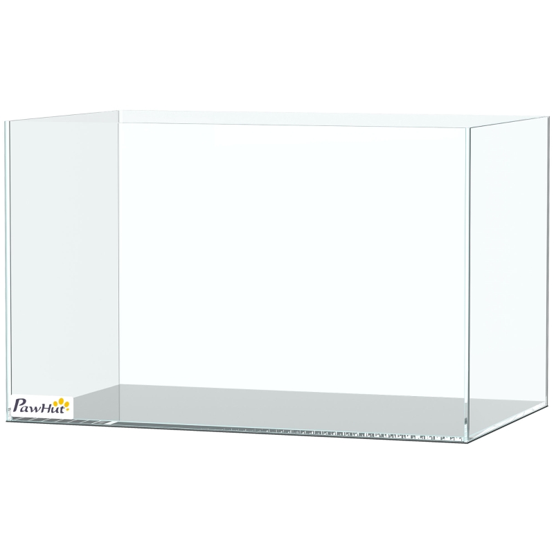 PawHut Fish Tank Bare Glass for DIY Glass Aquarium with Protective Base Mat 24L Transparent for Fish Shrimps