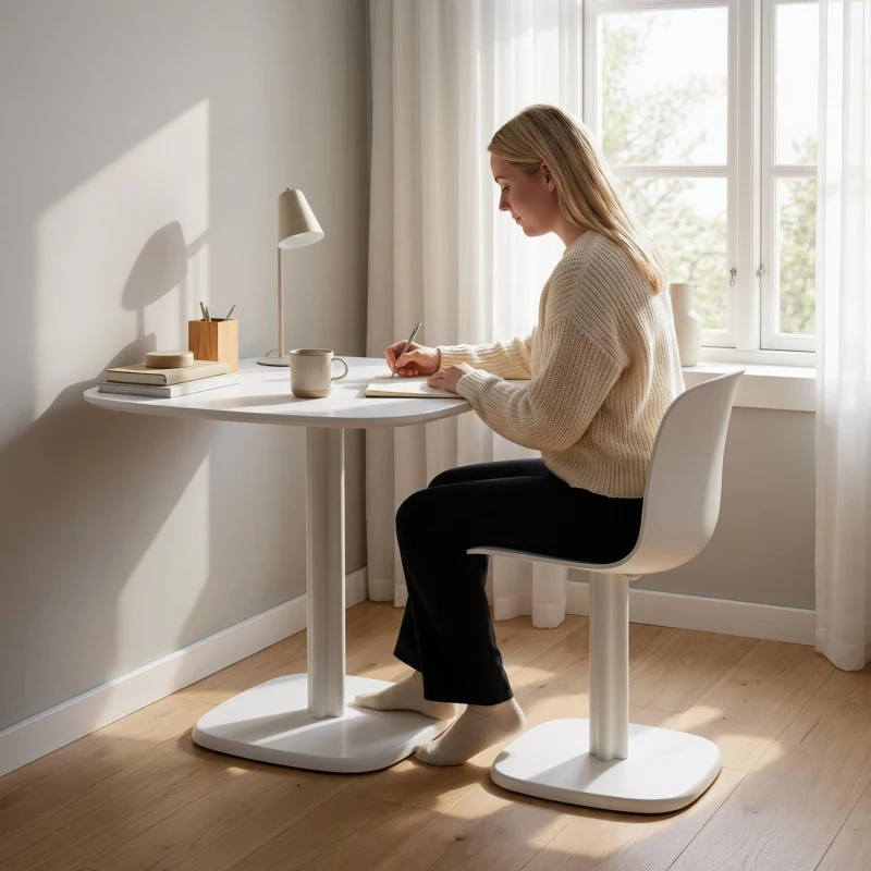 HOMCOM Table à manger pour 4 personne table de cuisine carrée style moderne avec plateau aspect bois, 70 x 70 cm, blanc