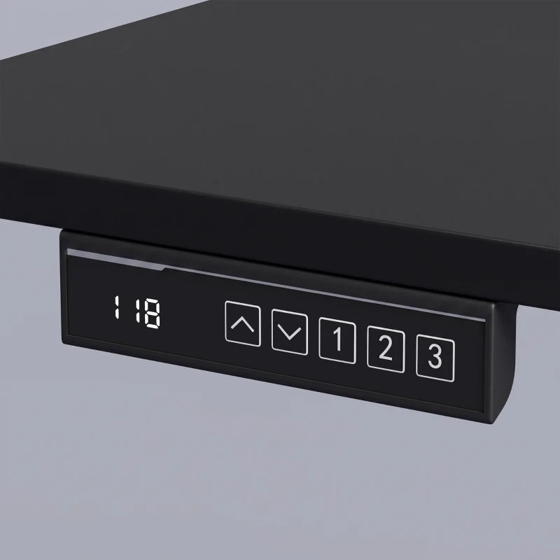 HOMCOM Standing Desk Memory Control Height Adjustable Desk 2 Cable Holes LED Display Sit Stand Desk Black