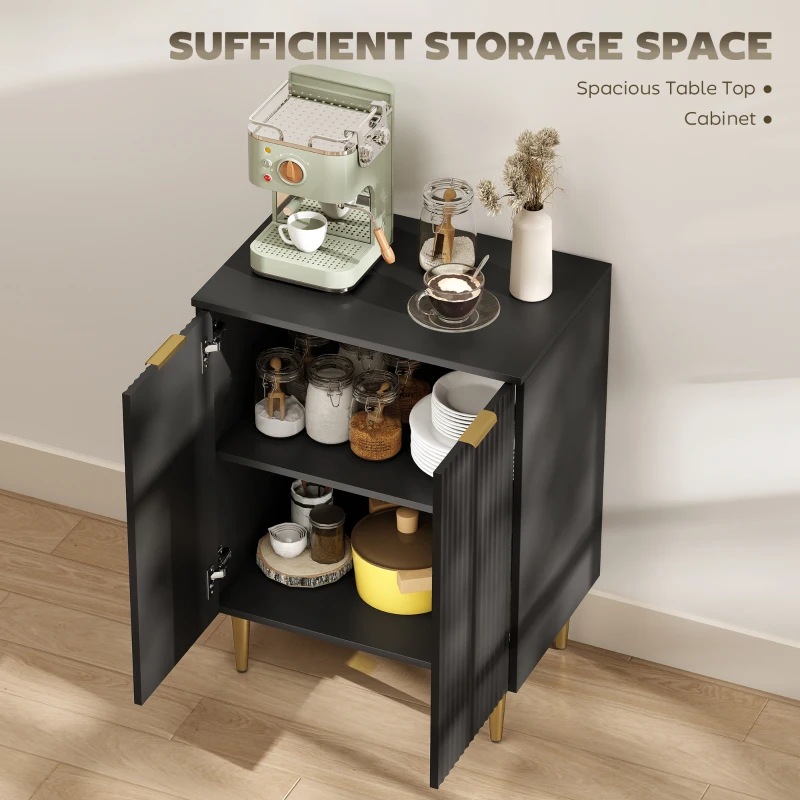 HOMCOM Sideboard Buffet Cabinet, Modern Kitchen Storage Cabinet with Adjustable Shelves and Metal Legs, Black