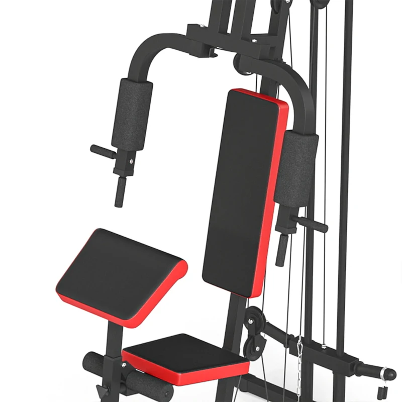 SPORTNOW Máquina de Musculación con Polea Alta y Baja Prensa de Pecho y Piernas Compatible con Discos 25 y 50 mm (No Incluidos)