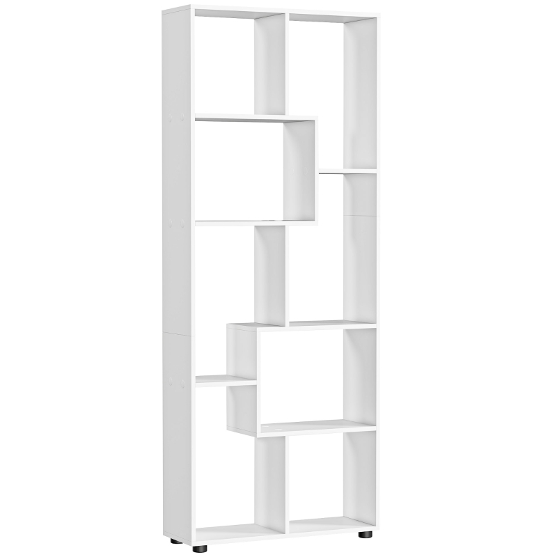 HOMCOM Estantería Moderna, Biblioteca Estrecha con 8 Estantes, Librería para Salón, Dormitorio, Estudio, Oficina, 70x24x178 cm, Blanco