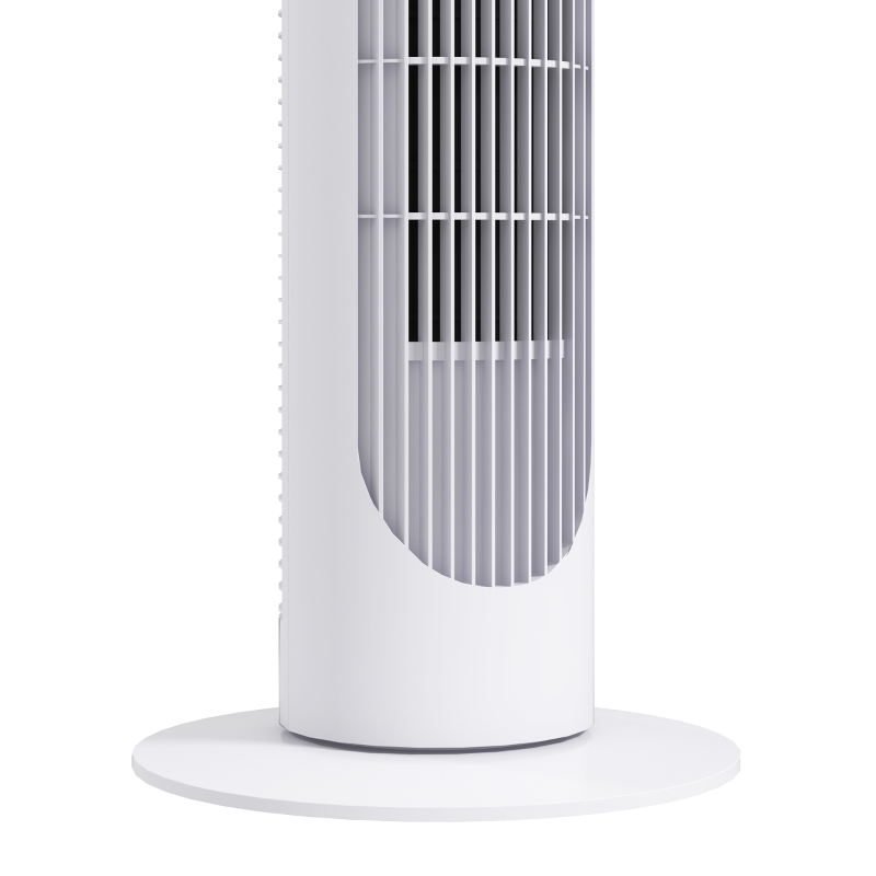 HOMCOM Ventilador de Torre 45W Ventilador Vertical Silencioso con 3 Velocidades Oscilación 70° para Salón Ø27x75 cm Blanco