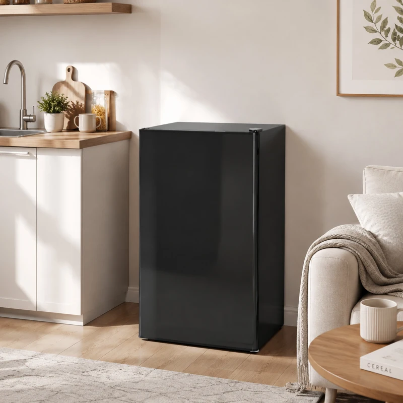 HOMCOM Réfrigérateur congélateur petit réfrigérateur 91 L étagères modulables design sous-comptoir 47,5 x 44,2 x 84 cm noir