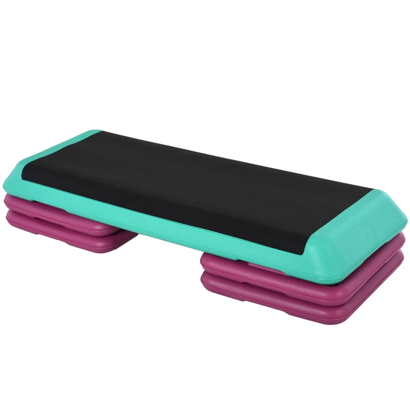 HOMCOM Step de Aeróbic Step para Fitness Antideslizante Altura Regulable 3 Niveles 110x40x20 cm Multicolor
